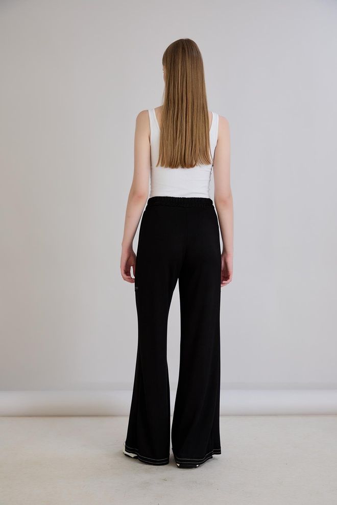 Sortie Collection Black Sweatpants Palazzo Wide Leg Pull On Wholesale Clothing 5