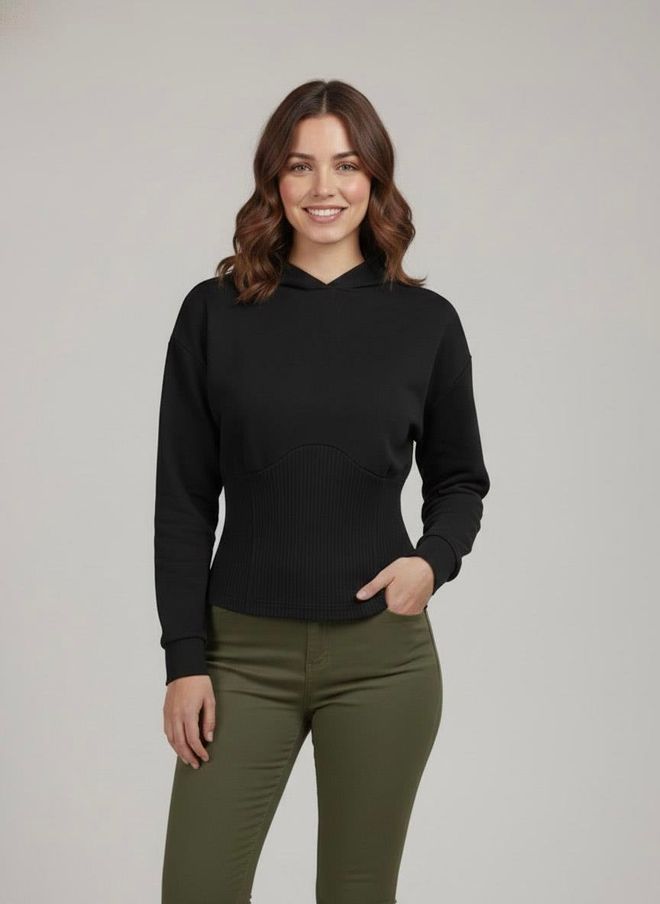 Sortie Collection Black Slim Fit Hooded Neck Sweatshirt Wholesale Clothing Modest