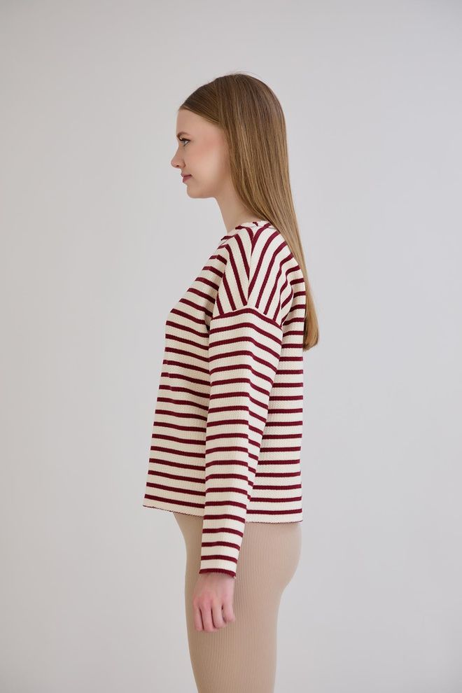 Sortie Collection Maglione Beige A Righe Con Scollo A Barca Abbigliamento all'ingrosso Abbigliamento di strada