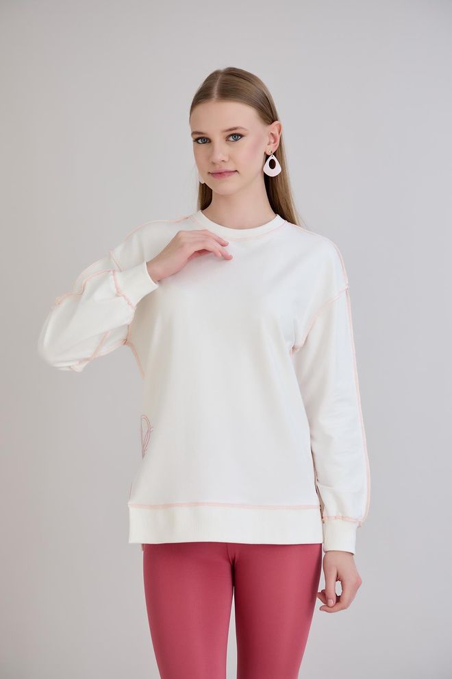 Sortie Collection Sweatshirt Branco Oversized Com Mangas Raglan Roupas por atacado Modesto