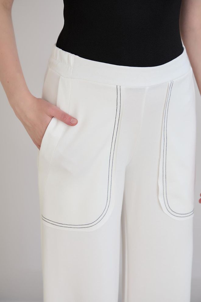 Sortie Collection White Sweatpants Palazzo Wide Leg Mid Waist Wholesale Clothing Summer