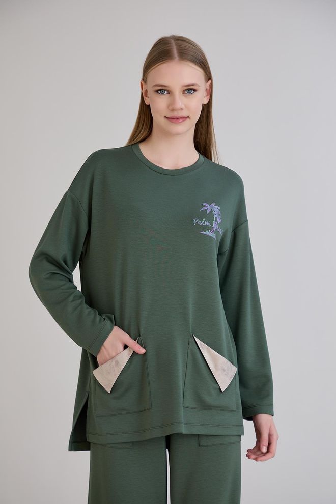 Sortie Collection Verde Casual Modesto Deporte Túnica Ropa al por mayor Modesto