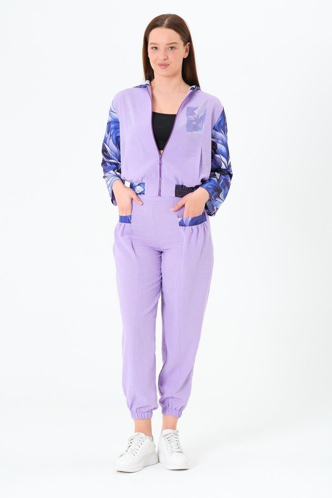 Sortie Collection Set Lila Sport Lässig Streetwear Großhandelskleidung Lässig