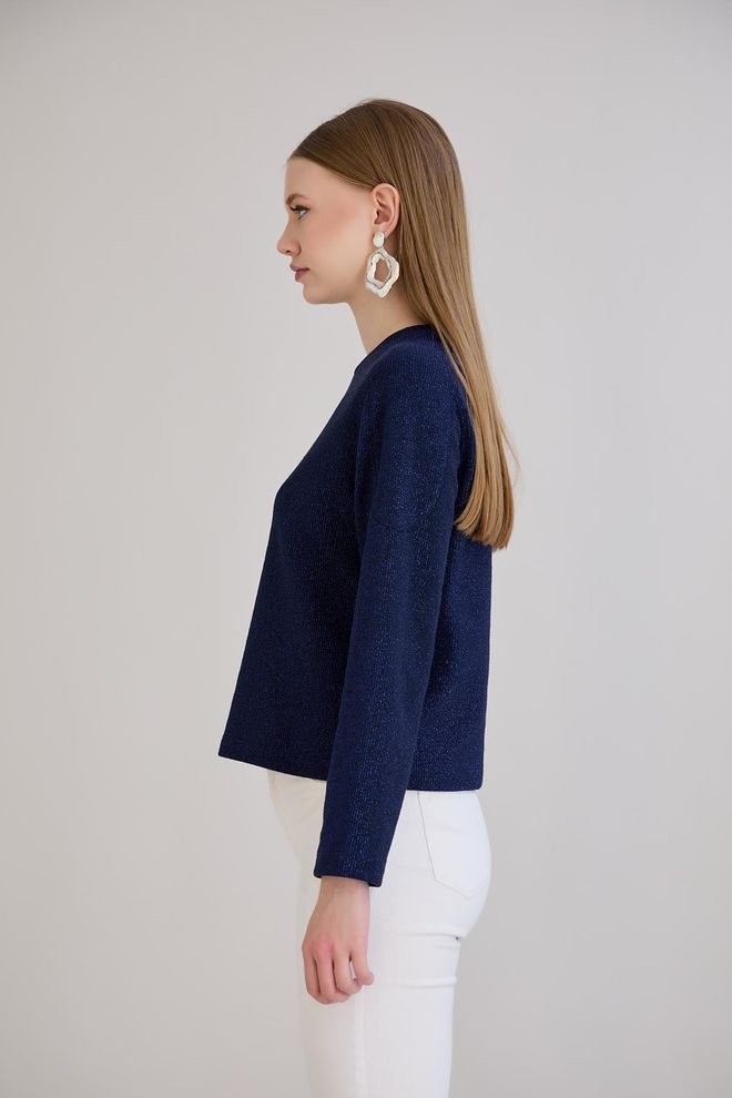 Sortie Collection Navy Blue Sweater With Round Neck And Regular Fit Wholesale Clothing 5
