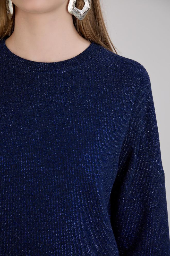 Sortie Collection Navy Blue Sweater With Round Neck And Regular Fit Wholesale Clothing Fall