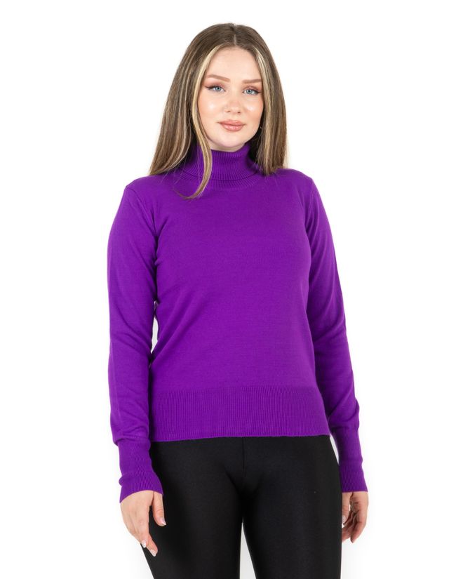 Sortie Collection Purple Sweater With Turtle Neck And Long Sleeves Wholesale Clothing Vintage