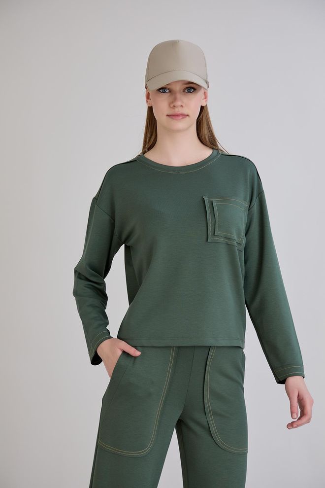 Sortie Collection Yeşil Sweatshirt Gündelik Spor Giyim Sokak Tarzı Toptan Giyim Gündelik