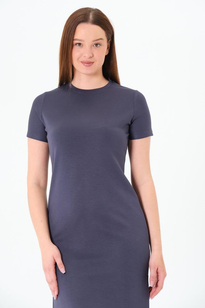 Sortie Collection Lacivert Gündelik Tesettür Tişört Elbise Midi Toptan Giyim Tesettür