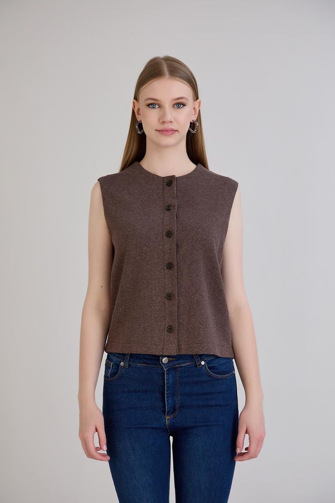 Sortie Collection Braun Lässig Elegant Modest Weste Großhandelskleidung Modest