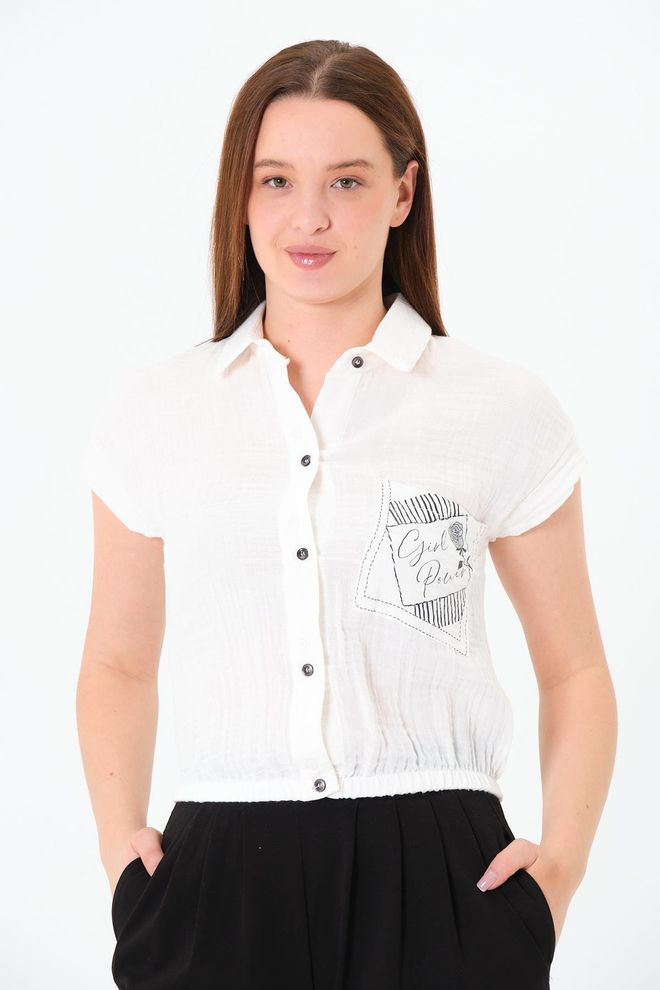 Sortie Collection Chemise Blanche Décontractée Courte À Col Polo Vêtements en gros Décontracté