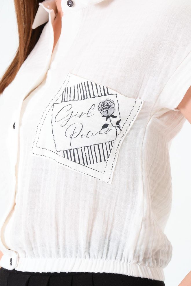 Sortie Collection White Casual Polo Neck Crop Shirt Wholesale Clothing 5