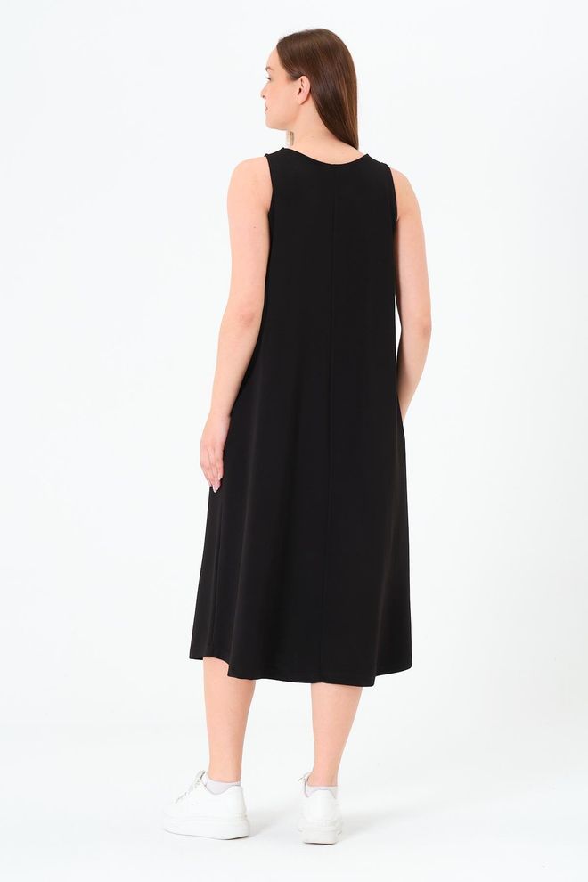 Sortie Collection Black A Line Midi Casual Modest Dress Wholesale Clothing Lounge