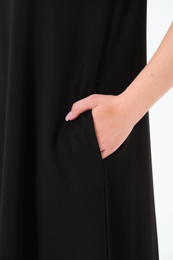 Sortie Collection Black A Line Midi Casual Modest Dress Wholesale Clothing 5