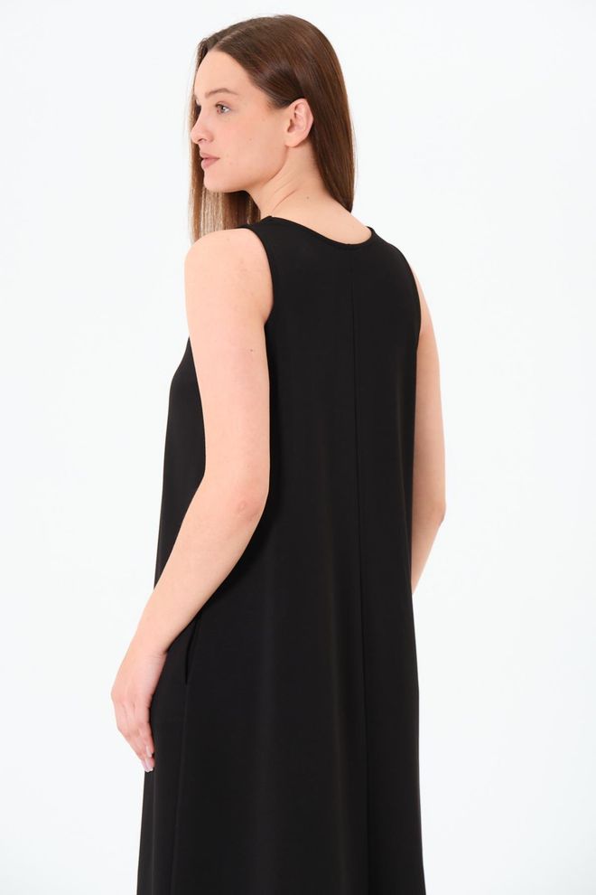 Sortie Collection Black A Line Midi Casual Modest Dress Wholesale Clothing 1