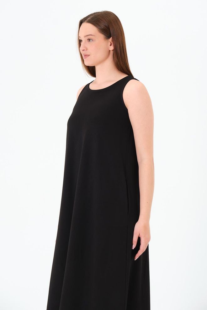 Sortie Collection Black A Line Midi Casual Modest Dress Wholesale Clothing Work