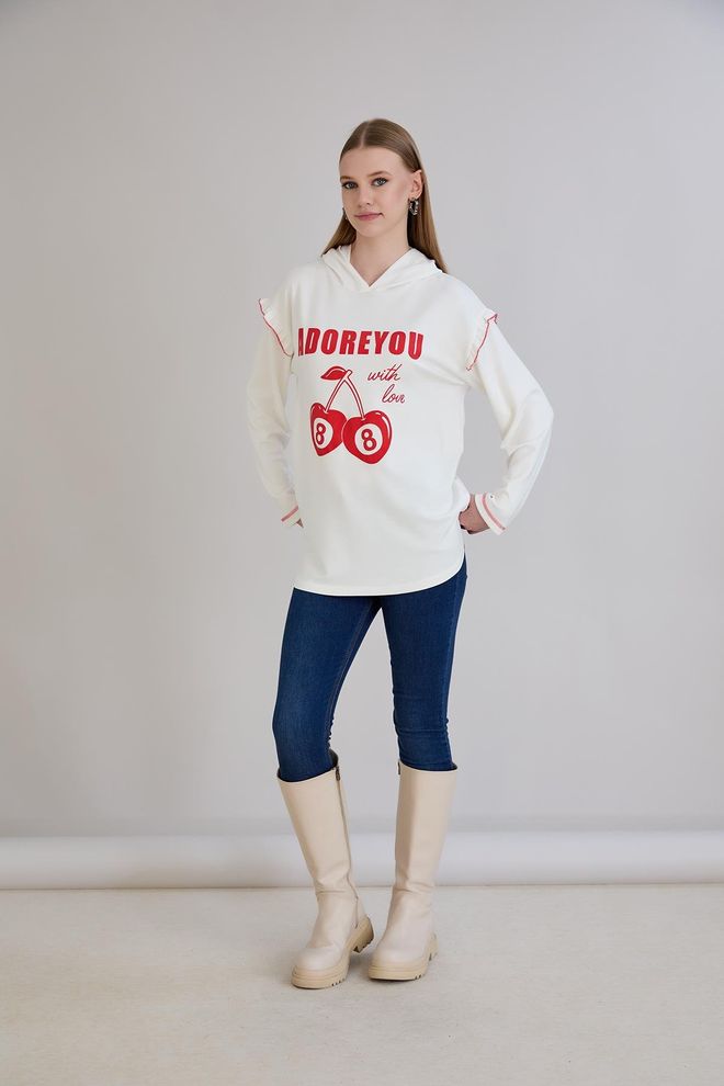 Sortie Collection Branco Casual Fofo Roupa De Rua Sweatshirt Roupas por atacado Casual