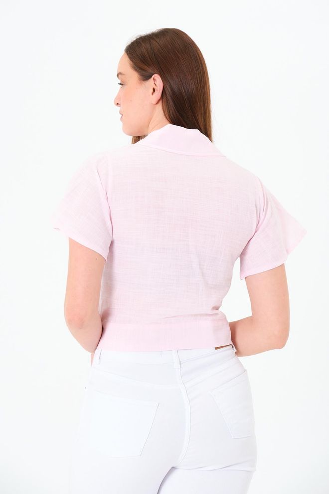 Sortie Collection Pink Casual Buttoned Crop Shirt Wholesale Clothing 5