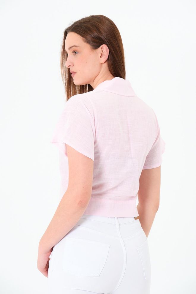 Sortie Collection Pink Casual Buttoned Crop Shirt Wholesale Clothing Vintage