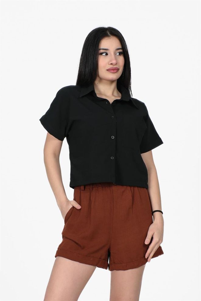 Sortie Collection Braune Chinos Kurze Hose Mit Hoher Taille Großhandelskleidung Lässig