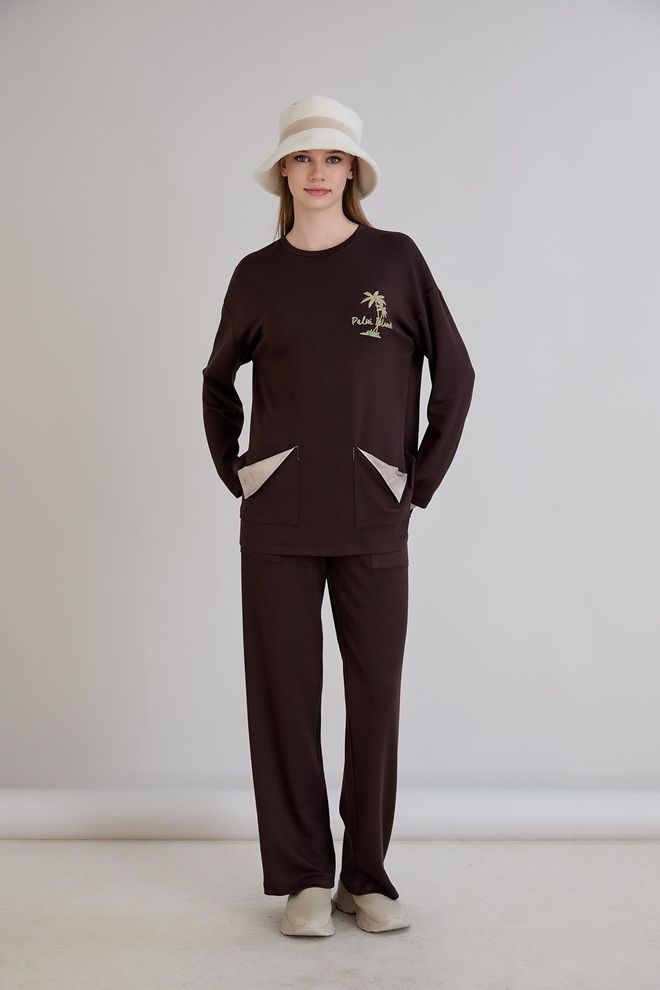 Sortie Collection Tunica Marrone Casual Taglia Forte Oversized Abbigliamento all'ingrosso 1