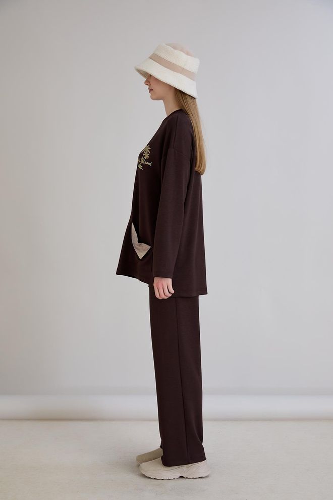 Sortie Collection Tunica Marrone Casual Taglia Forte Oversized Abbigliamento all'ingrosso Casuale