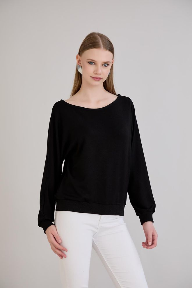 Sortie Collection Sweatshirt Schwarz Lässig Streetwear Elegant Großhandelskleidung Lässig