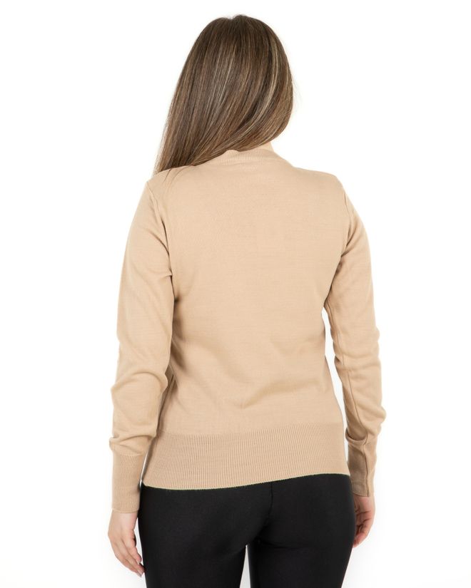 Sortie Collection Beige Sweater With Round Neck And Long Sleeves Wholesale Clothing Fall