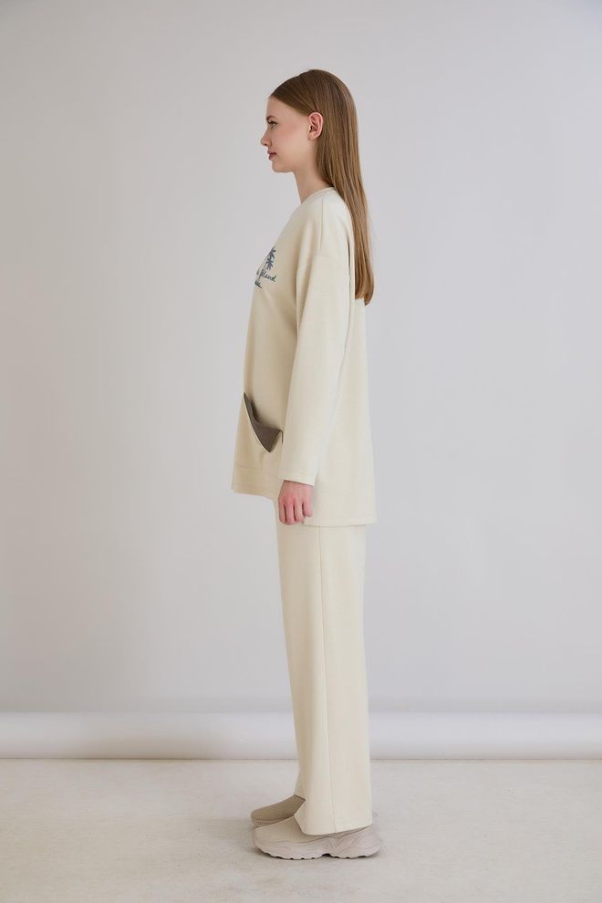 Sortie Collection Tunica Beige Oversize Casual Con Scollo Rotondo Abbigliamento all'ingrosso 5