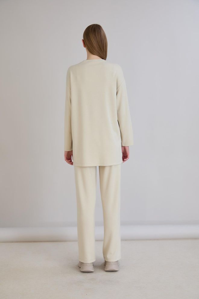 Sortie Collection Tunica Beige Oversize Casual Con Scollo Rotondo Abbigliamento all'ingrosso Lavoro