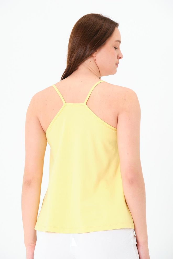 Sortie Collection Yellow Tshirt With Square Neck And Cap Sleeves Wholesale Clothing Beach