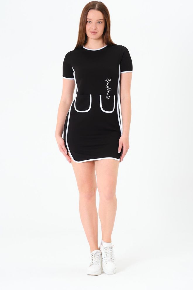 Sortie Collection Черный Повседневный Виды Спорта Сдвиг Мини Платье Оптовая продажа одежды Повседневный