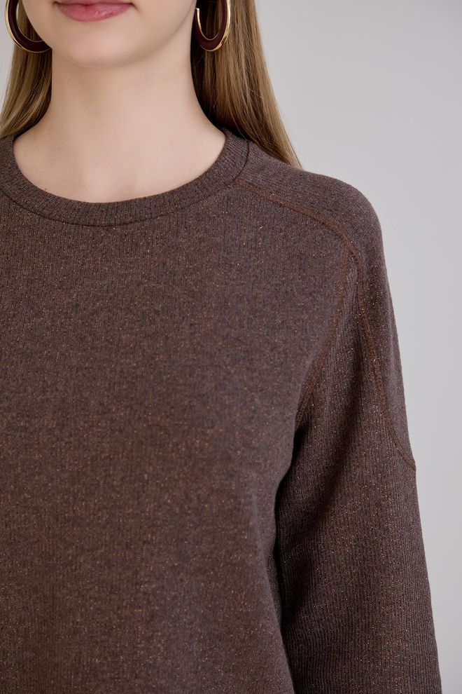 Sortie Collection Brown Sweater With Round Neck For Casual And Elegant Wear Wholesale Clothing Fall