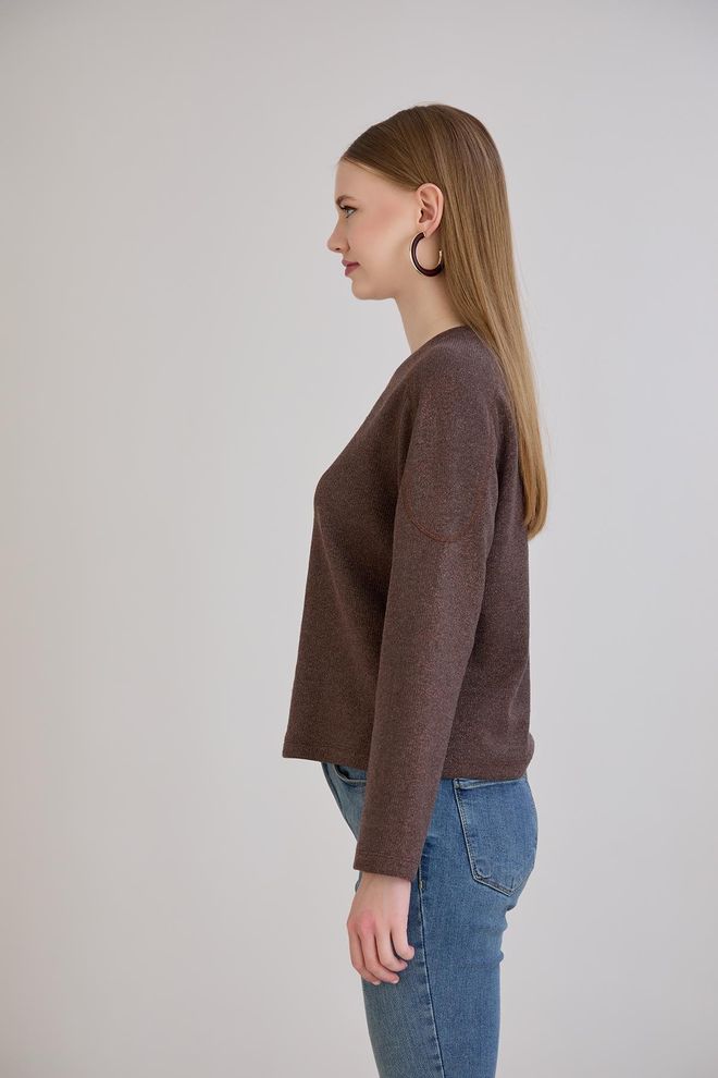 Sortie Collection Brown Sweater With Round Neck For Casual And Elegant Wear Wholesale Clothing 5
