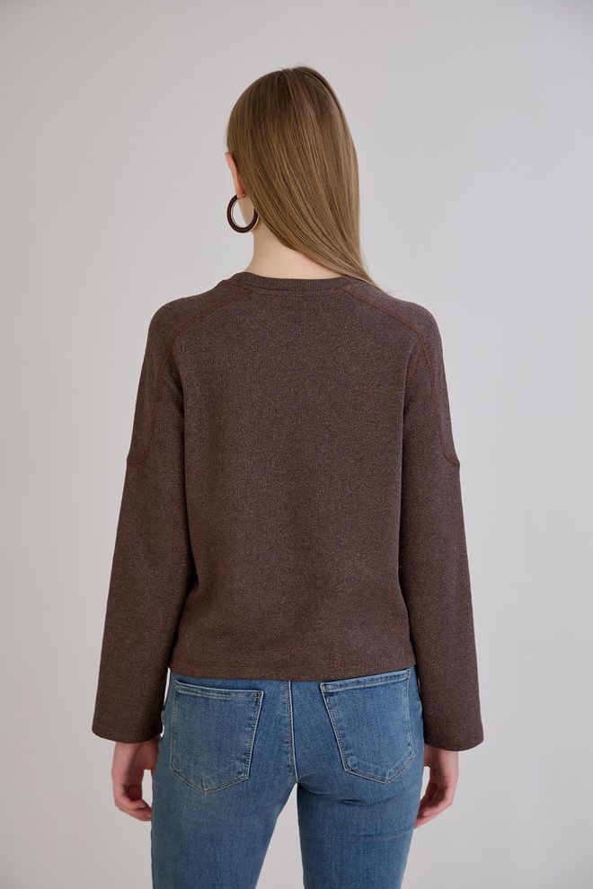 Sortie Collection Brown Sweater With Round Neck For Casual And Elegant Wear Wholesale Clothing Work