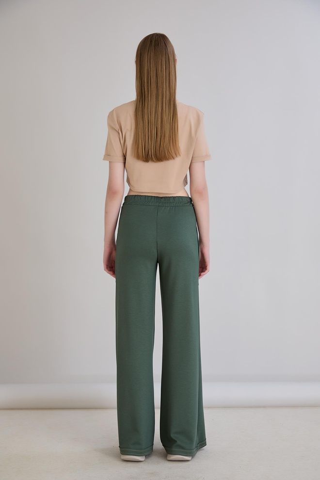 Sortie Collection Green Sweatpants Jogger With Wide Leg And Patch Pocket Wholesale Clothing 5