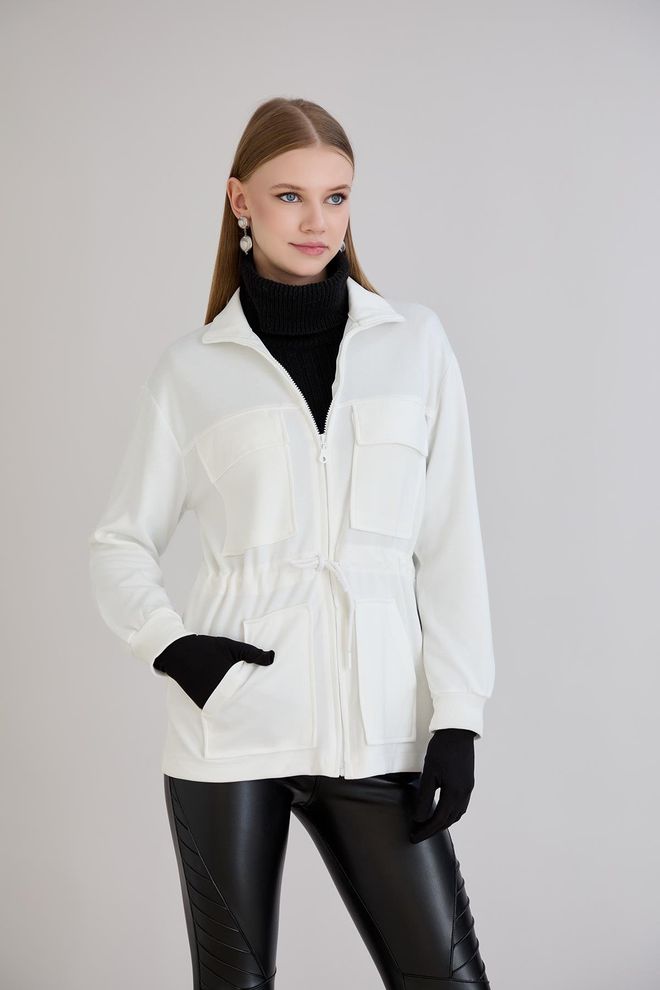 Sortie Collection Weißes Lässiges Sweatshirt Mit Kapuzenausschnitt Großhandelskleidung Lässig