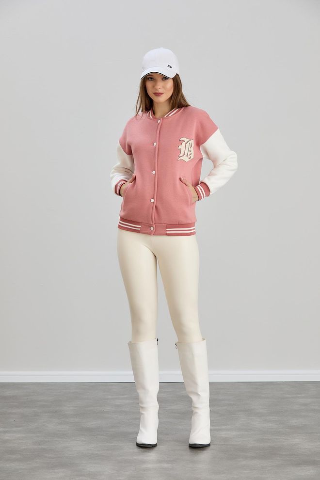 Sortie Collection Pink Varsity Jacket Wholesale Clothing 1
