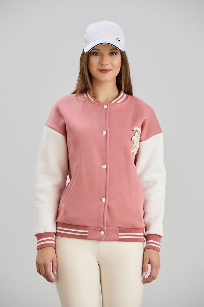 Sortie Collection Rosa Jacke Varsity Großhandelskleidung Lässig