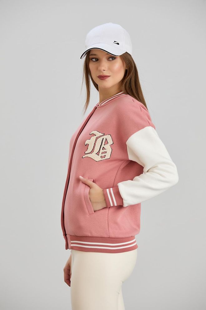 Sortie Collection Pink Varsity Jacket Wholesale Clothing Spring