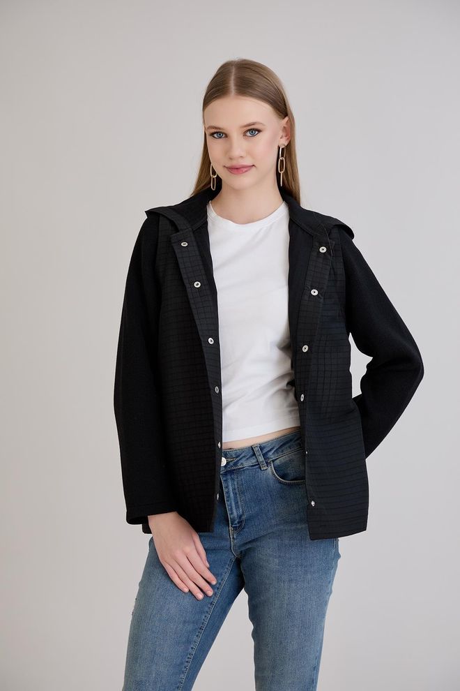 Sortie Collection Chaleco Negro A Cuadros Con Cierre De Presión Ropa al por mayor Casual