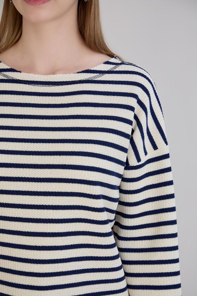 Sortie Collection Blue Striped Casual Sweater Wholesale Clothing Fall