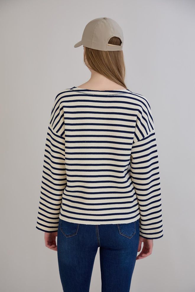 Sortie Collection Blue Striped Casual Sweater Wholesale Clothing Work