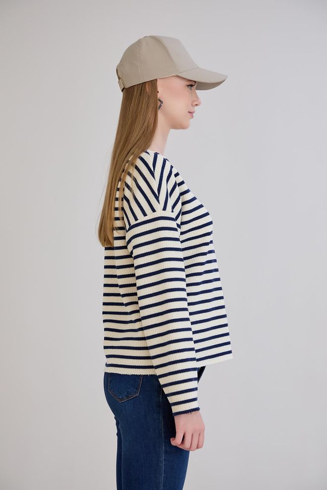 Sortie Collection Blue Striped Casual Sweater Wholesale Clothing Streetwear