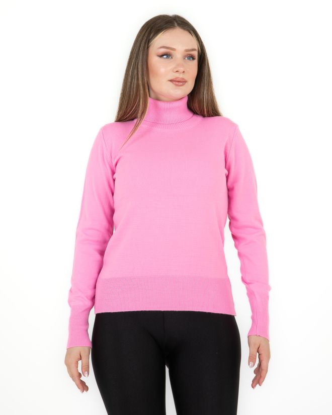 Sortie Collection Pulover Roz Slim Fit Cu Gât Țestoasă Și Mânecă Lungă Îmbrăcăminte cu ridicata Preppy