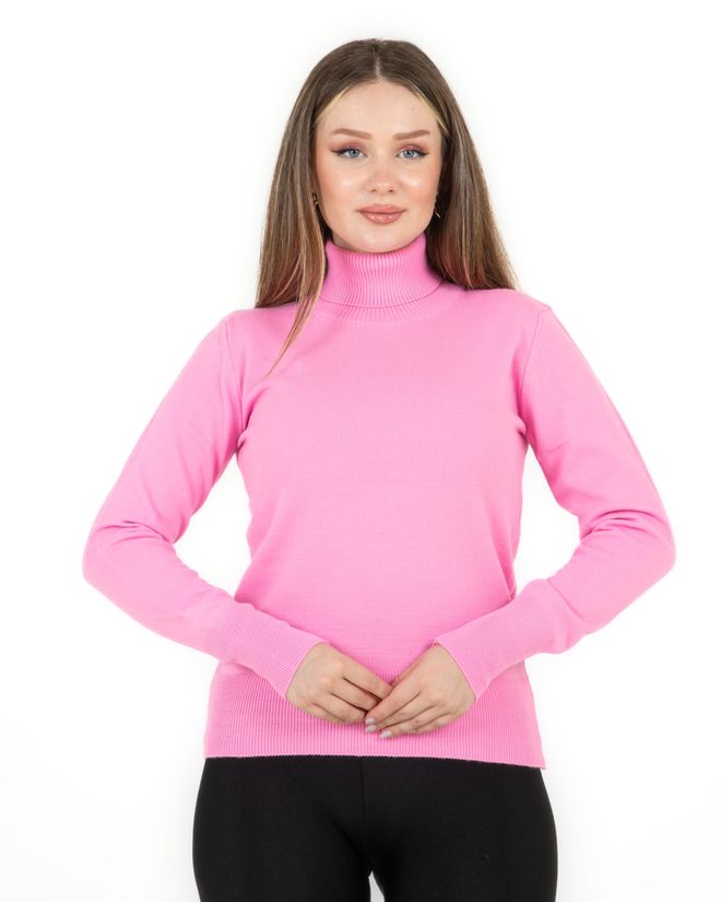 Sortie Collection Pulover Roz Slim Fit Cu Gât Țestoasă Și Mânecă Lungă Îmbrăcăminte cu ridicata Lejer