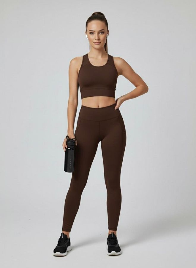 Sortie Collection Marrón Leggings Cintura Alta Pierna Estrecha Largo Deporte Casual Ropa al por mayor Casual