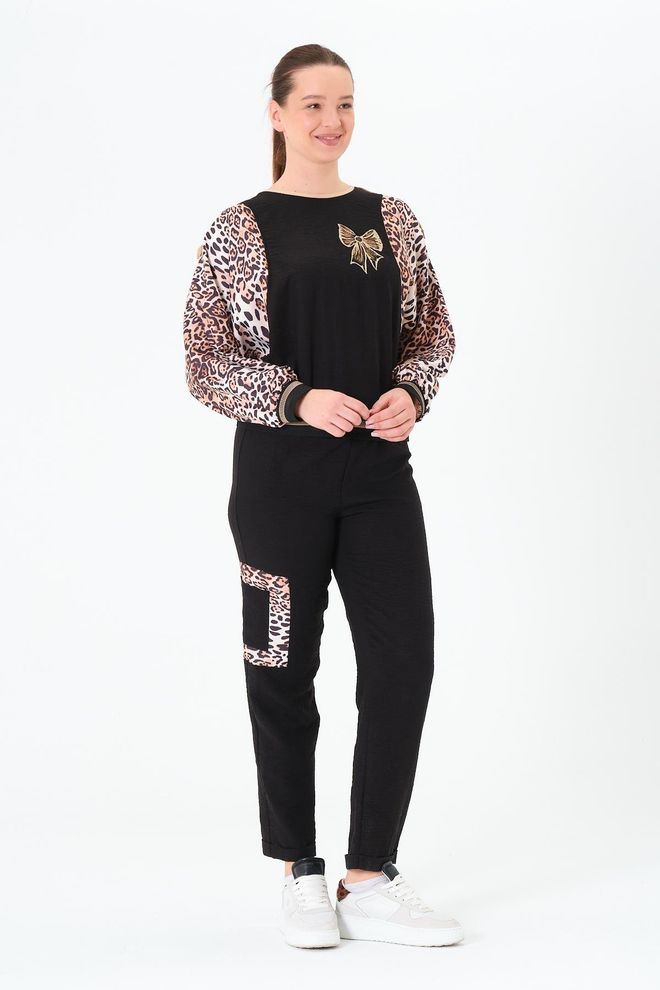 Sortie Collection Set Schwarz Lässig Sport Plus Size Großhandelskleidung Lässig