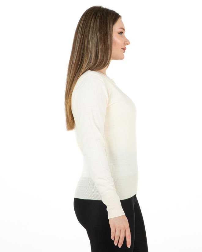 Sortie Collection Екрю Пуловер Тесен Кежуъл Кръгло Деколте Дрехи на едро Пролет