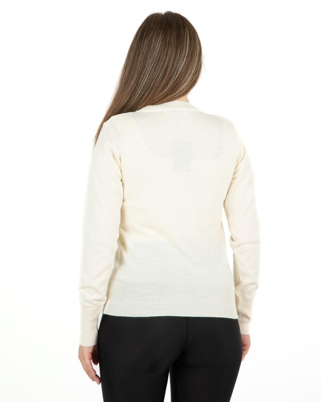 Sortie Collection Екрю Пуловер Тесен Кежуъл Кръгло Деколте Дрехи на едро 5