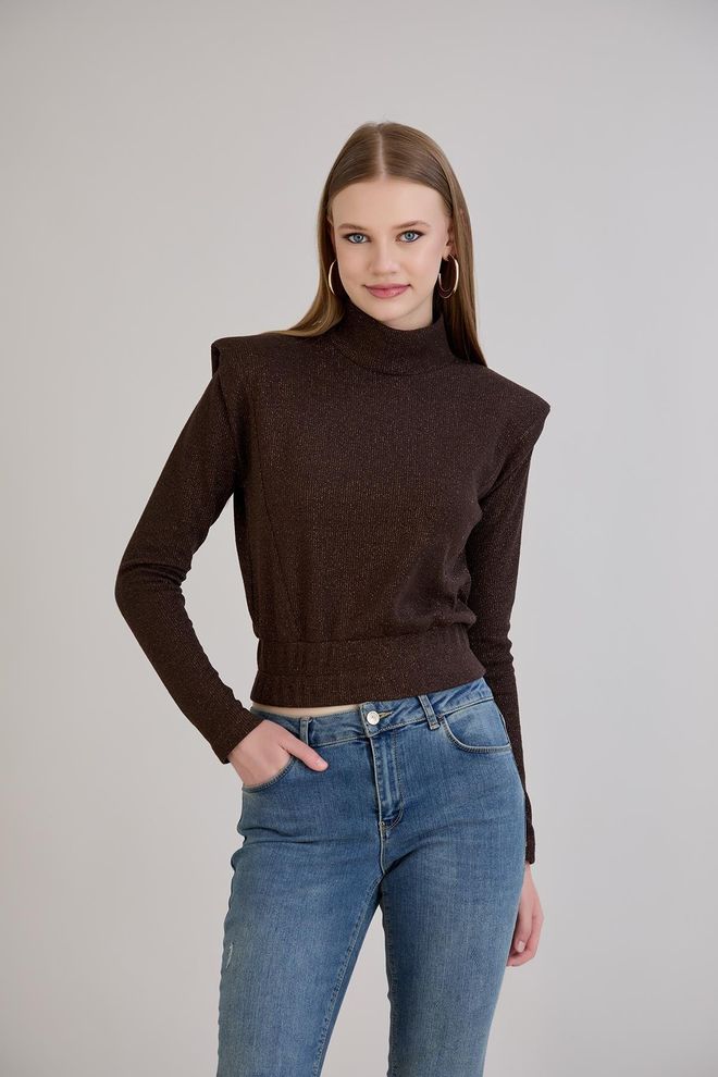 Sortie Collection Braun Lässig Elegant Pullover Mit Rollkragen Großhandelskleidung Lässig